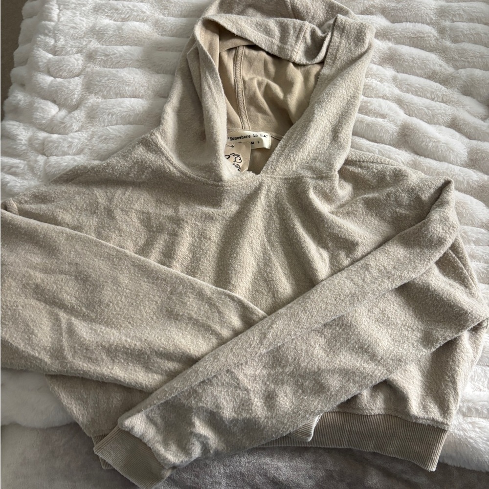 Cozy Beige Women's Hoodie Sweater cropped